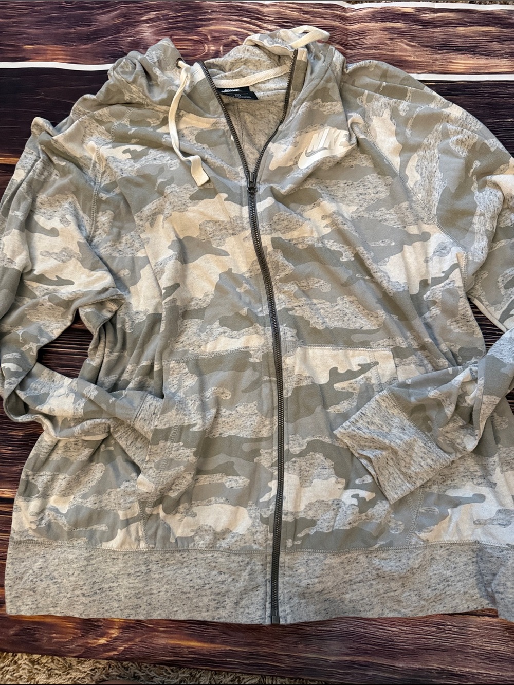 Nike Beige and Gray Camo Zip Hoodie